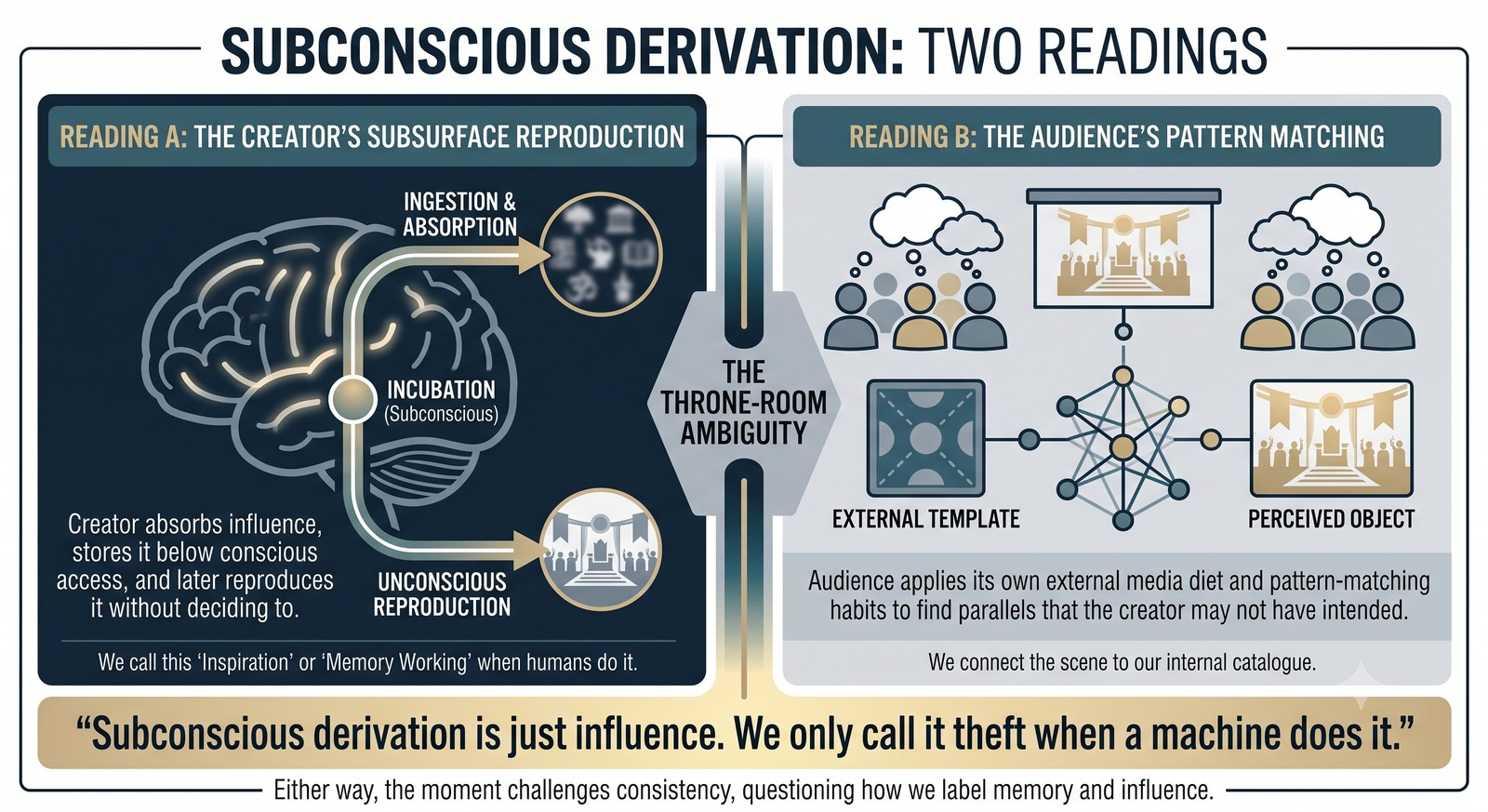 Two readings of subconscious derivation in the Star Wars throne-room scene