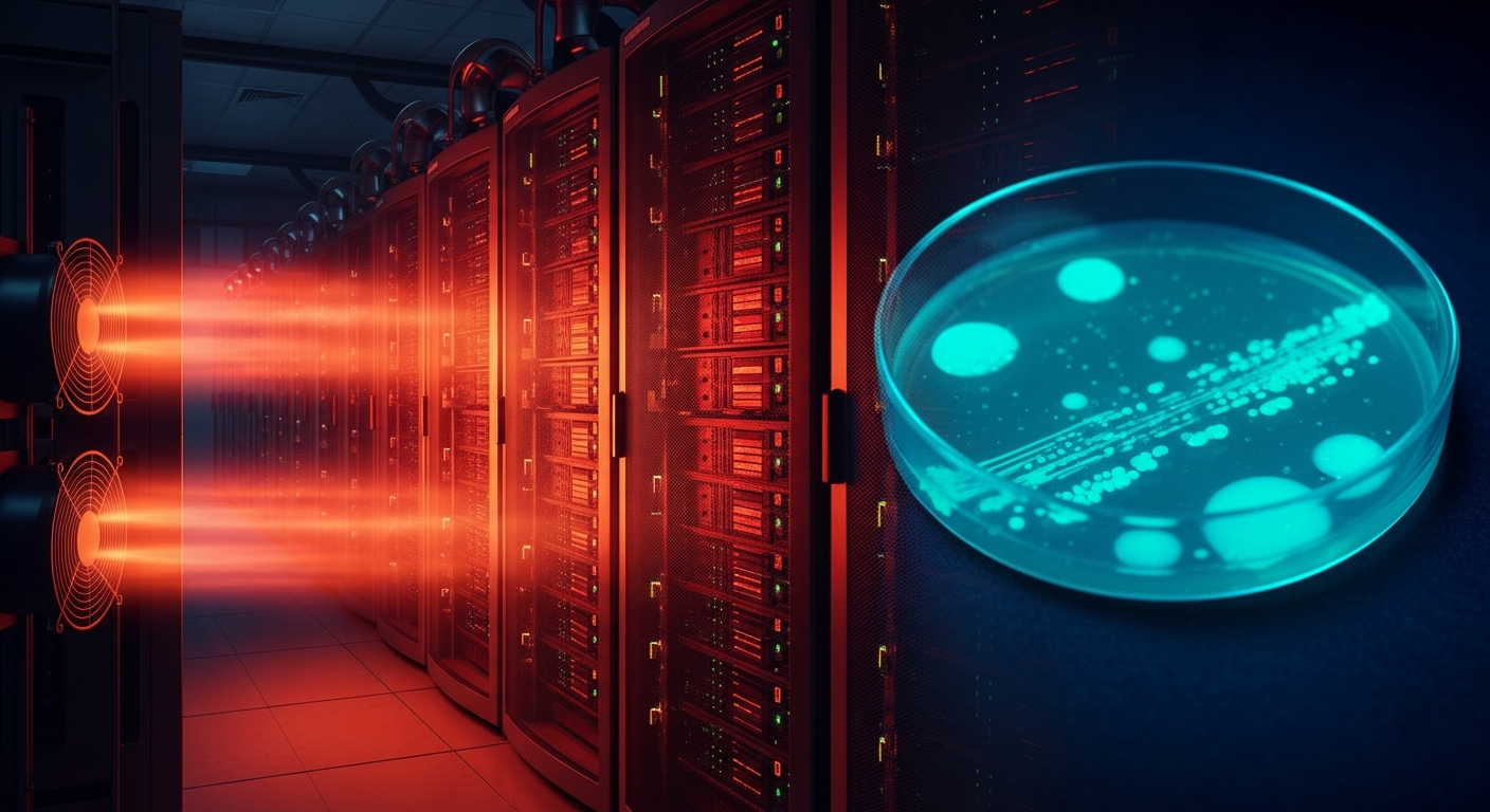 Silicon server farm vs glowing petri dish — 29 megawatts vs 20 watts