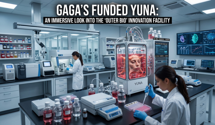Lady Gaga and Michael Polansky's Outer Bio YUNA platform — AI-driven skincare research keeping human skin alive for weeks