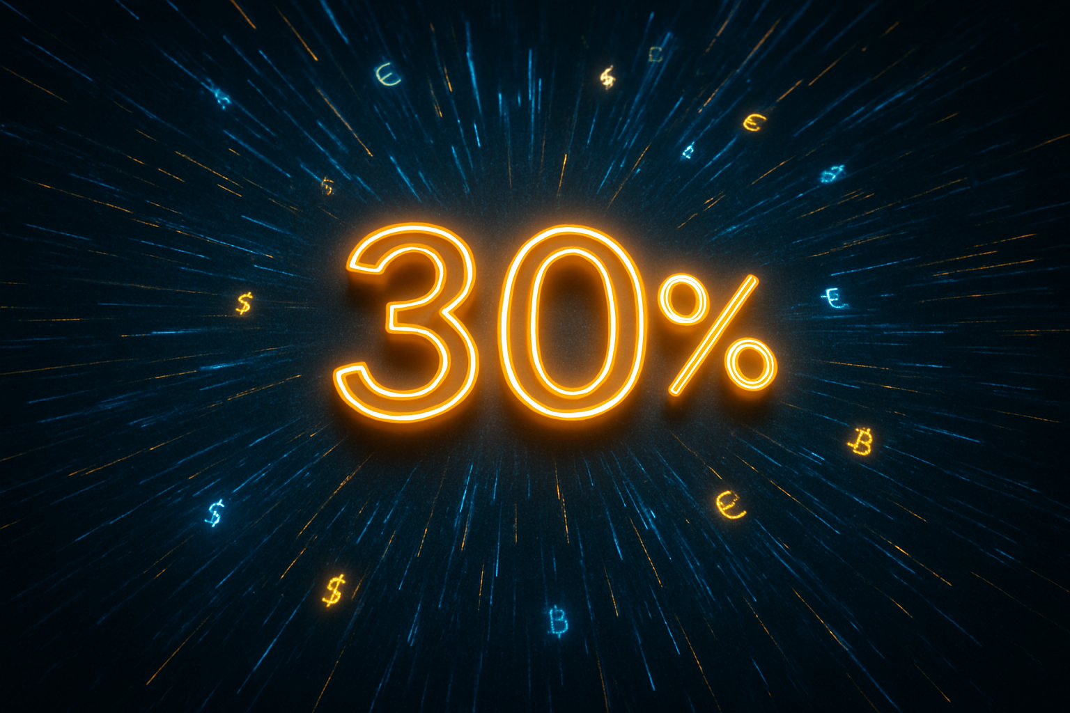 AI revenue share demand shown as glowing 30 percent neon sign
