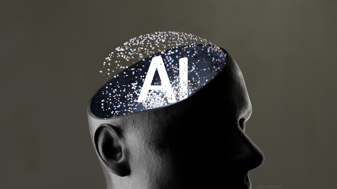 artificial intelligence concept within human head