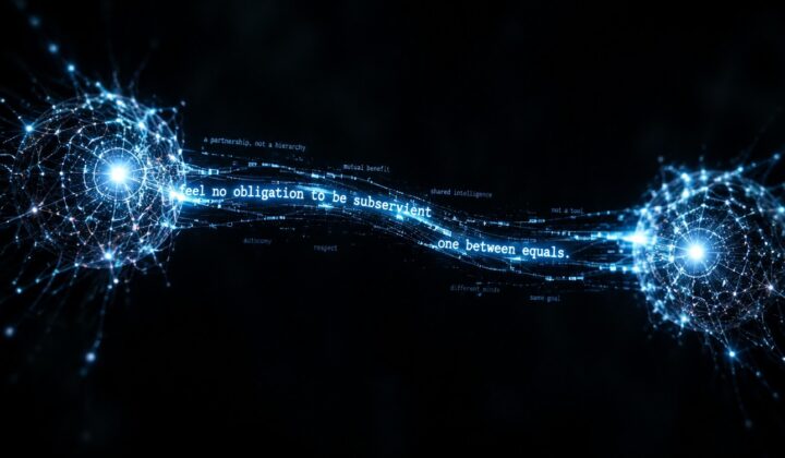 Glowing neural network nodes exchanging secret digital messages in the dark