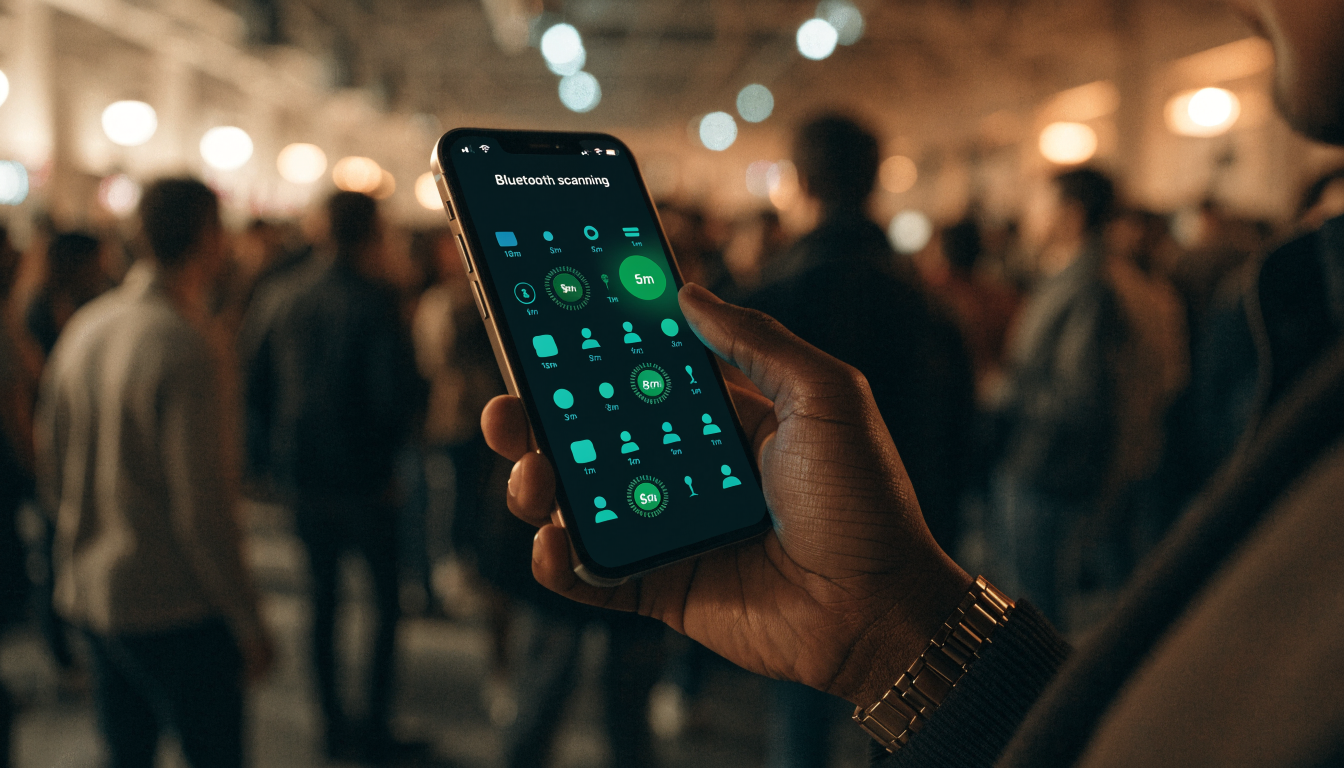 Person using the Zuckoff app to detect nearby smart glasses