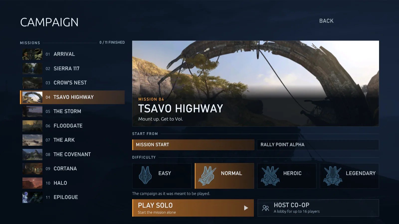 Campaign screen of Project Reclaimer, a Halo 3 launcher for PC.